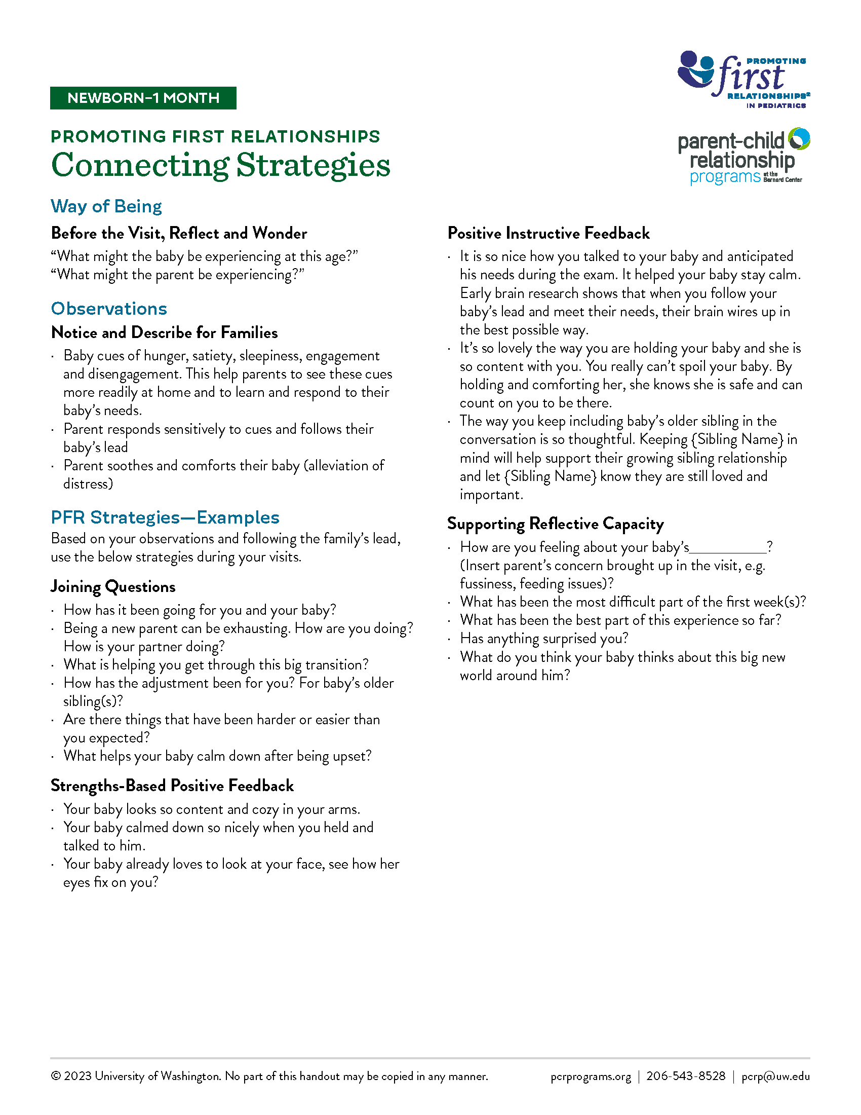 PFR in Pediatrics Connecting Strategies NewBorn